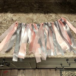 Custom Banner pink silver white sparkle